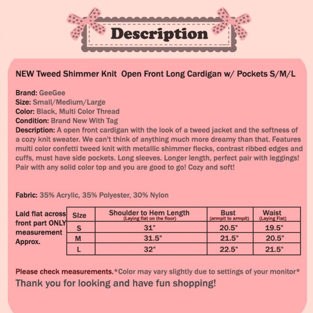 Black Confetti Tweed Knit Open Front Long Cardigan - Picture 12 of 12